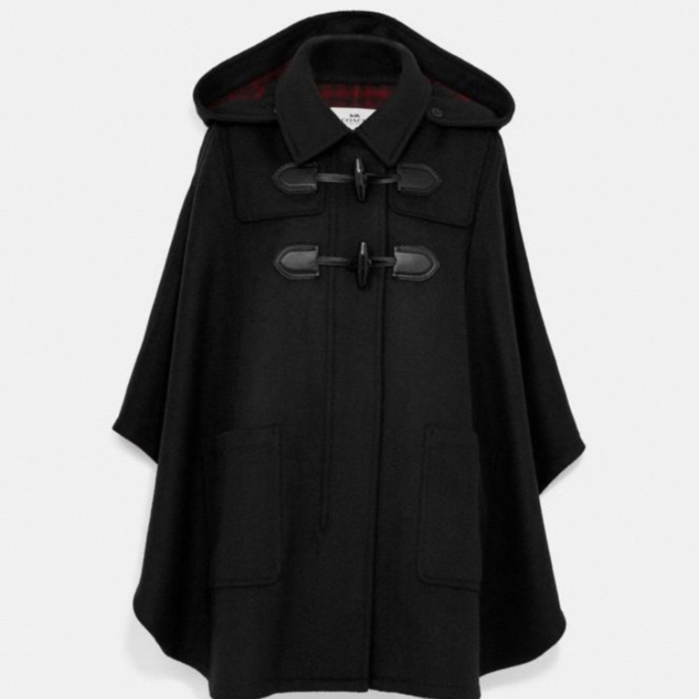 NWT Coach Black Cape Peacoat